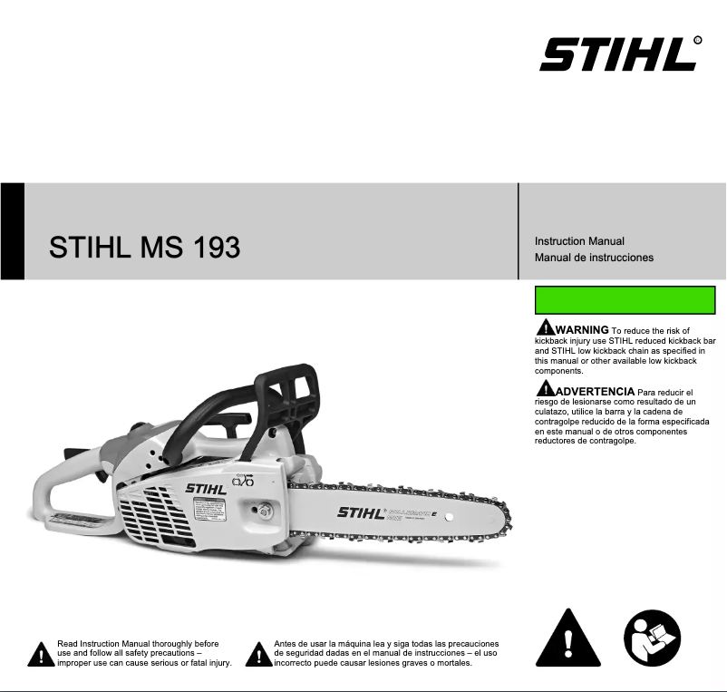 Page 1 de la notice Manuel utilisateur Stihl MS 193