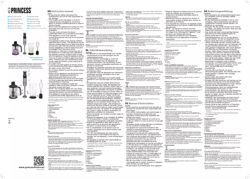 Page 1 de la notice Manuel utilisateur Princess Hand Blender Set 221221