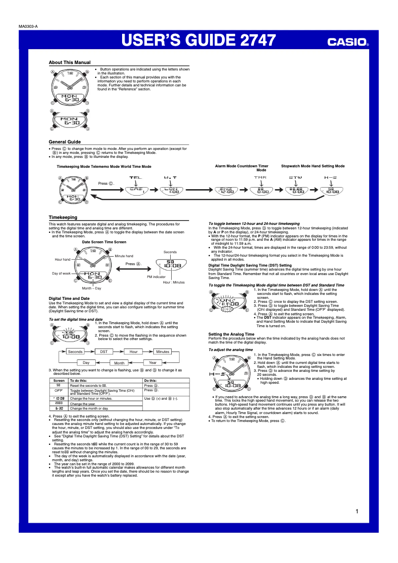 Page 1 de la notice Manuel utilisateur Casio Collection AW-80-7AVES