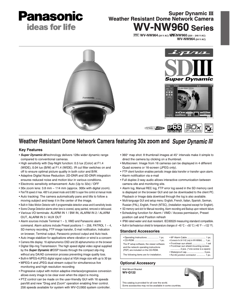 Page 1 de la notice Manuel utilisateur Panasonic WV-NW960