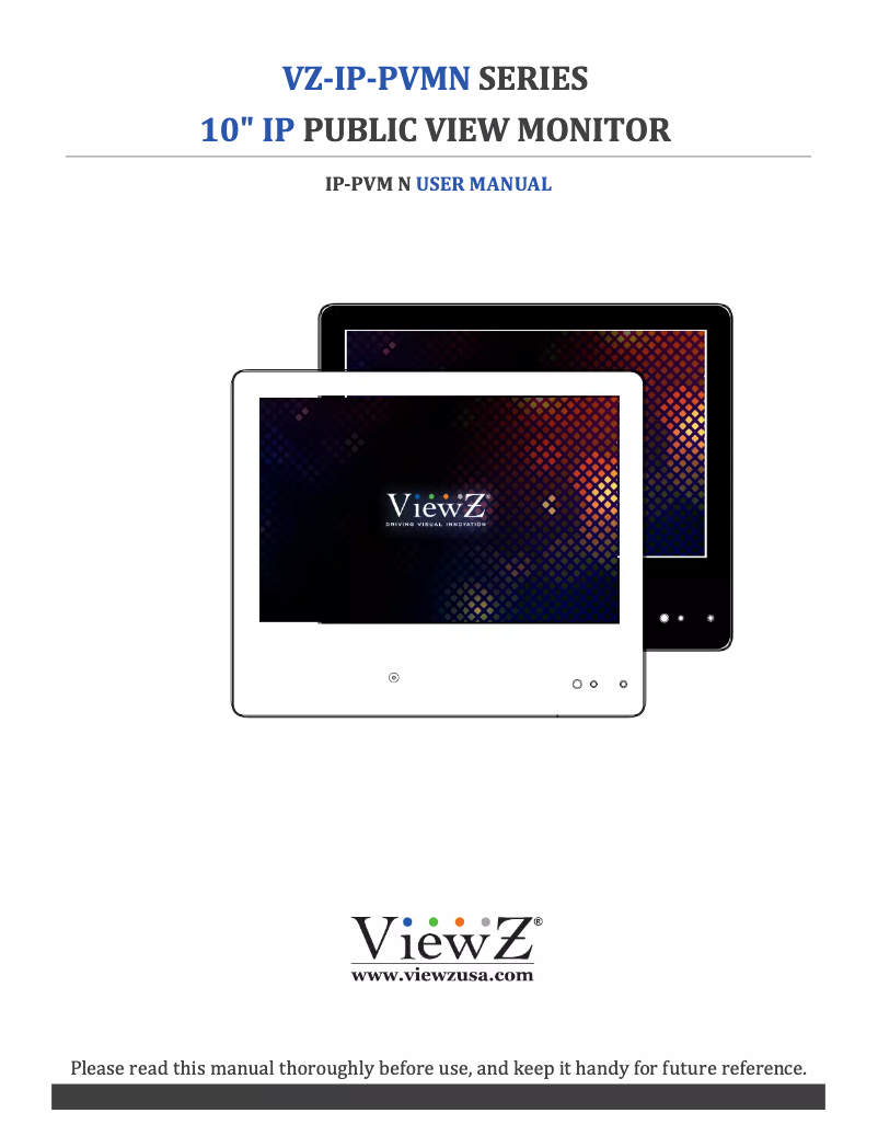 Página 1 del manual Manual de usuario ViewZ VZ-PVM-I1W4N