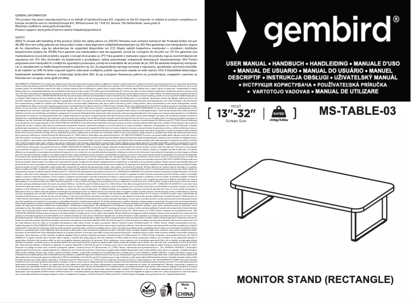 Página 1 del manual Manual de usuario Gembird MS-TABLE-03