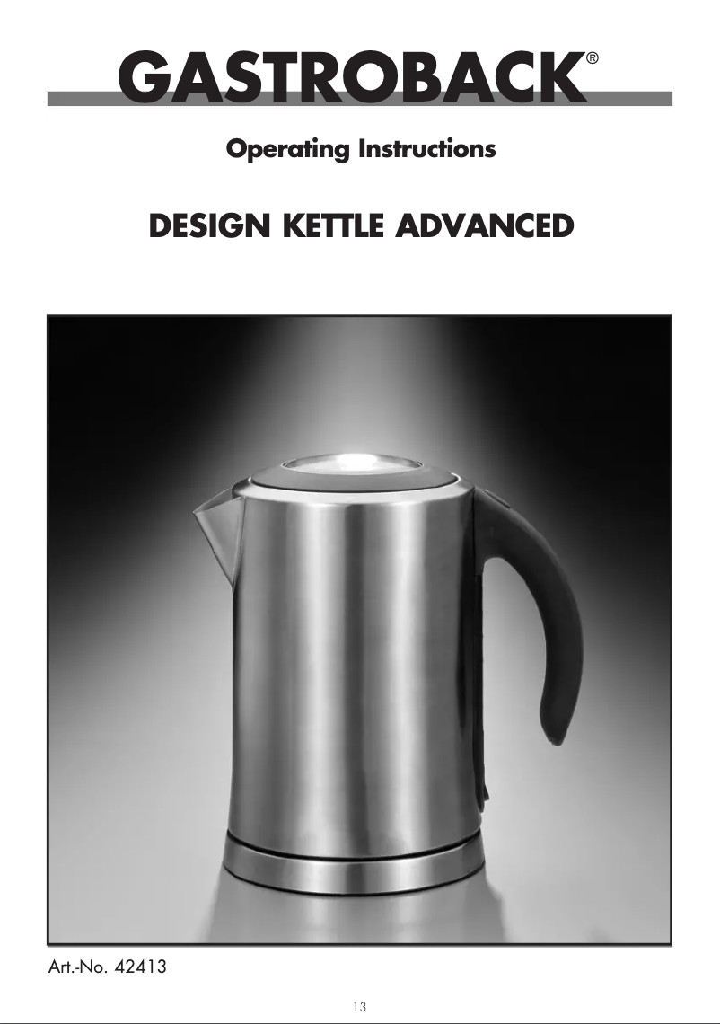 Page n°1 - Manuel utilisateur Gastroback Design Water Heater Advanced