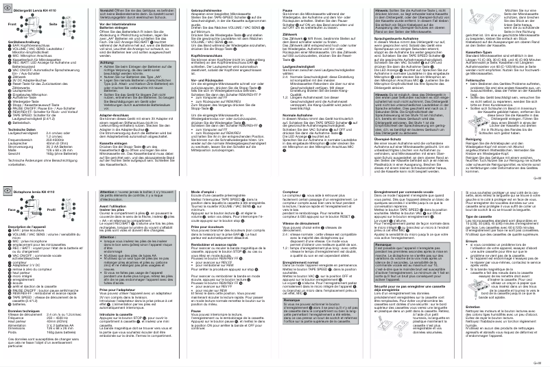 Image de la première page du manuel de l'appareil KH 4110