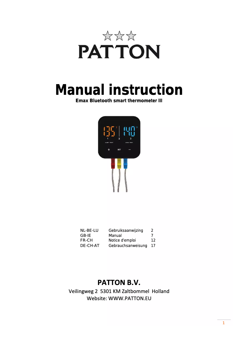Page 1 de la notice Manuel utilisateur Patton Emax Bluetooth Smart thermometer III