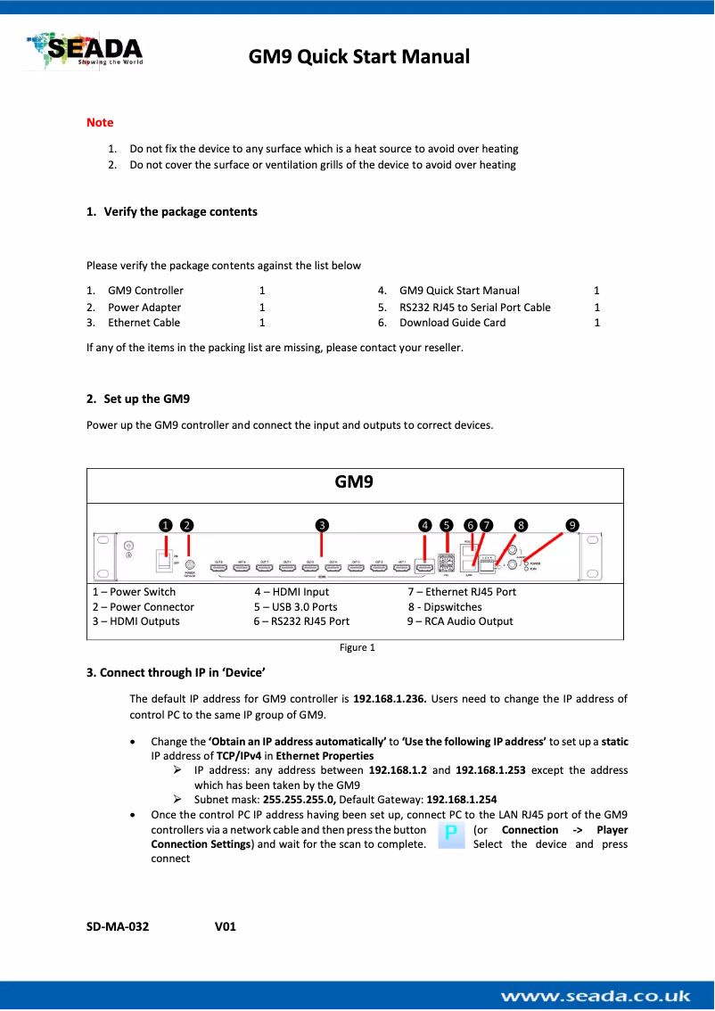 Image de la première page du manuel de l'appareil GM9