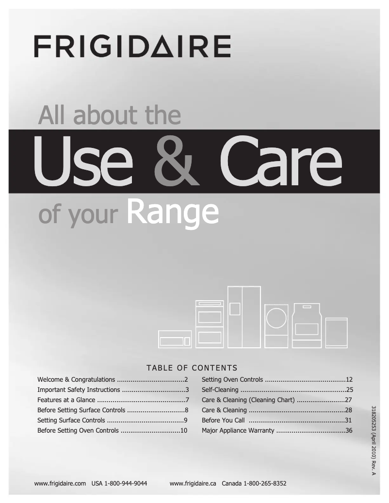 Page n°1 - Manuel utilisateur Frigidaire FGGF304DLW