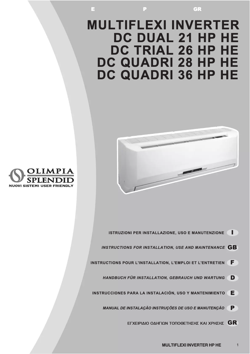 Page 1 de la notice Manuel utilisateur Olimpia Splendid OS-CENMH21EI
