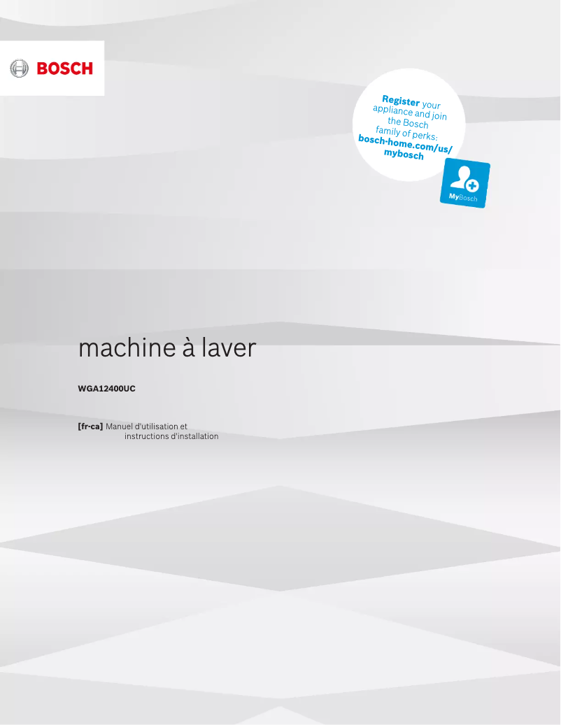 Page 1 de la notice Guide d'installation Bosch WGA12400UC