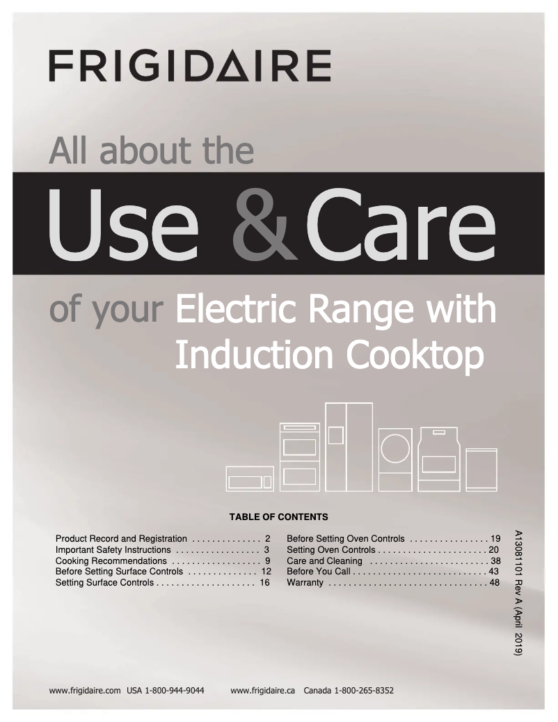 Page n°1 - Manuel d'utilisation et d'entretien Frigidaire FGIH3047VF