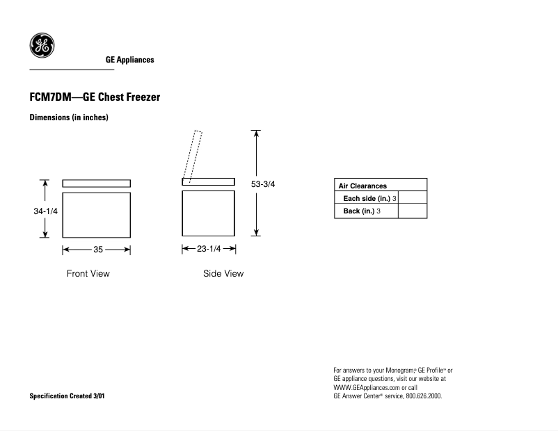 Page n°1 - Fiche technique GE FCM7DMWH