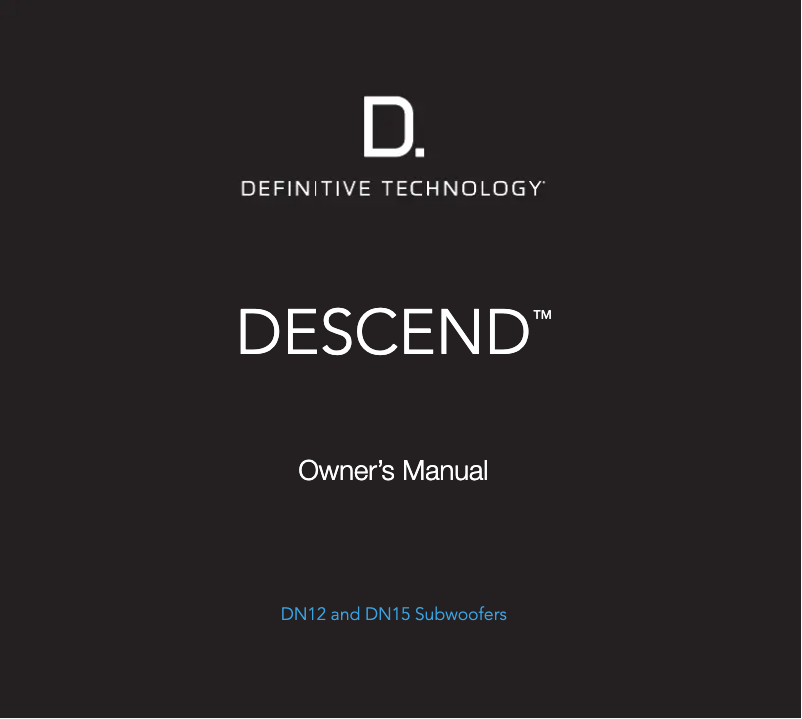 Page 1 de la notice Manuel utilisateur Definitive Technology Descend DN12