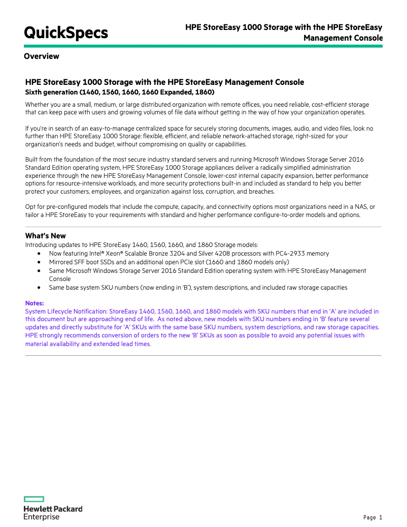 Page 1 de la notice Manuel utilisateur HP StoreEasy 1660