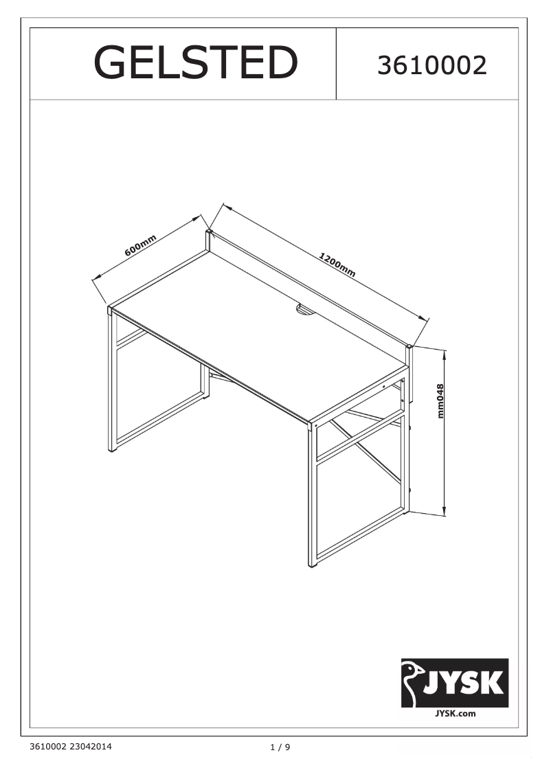 Página 1 del manual Manual de usuario JYSK Gelsted (120x84x60)