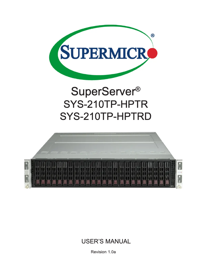 Page 1 de la notice Manuel utilisateur Supermicro SuperServer SYS-210TP-HPTR