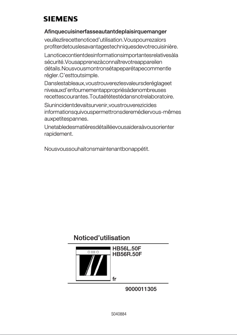 Page n°1 - Mode d'emploi Siemens HB56L550F
