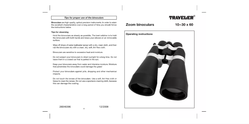 Page n°1 - Manuel utilisateur Traveler 10-30 x 60