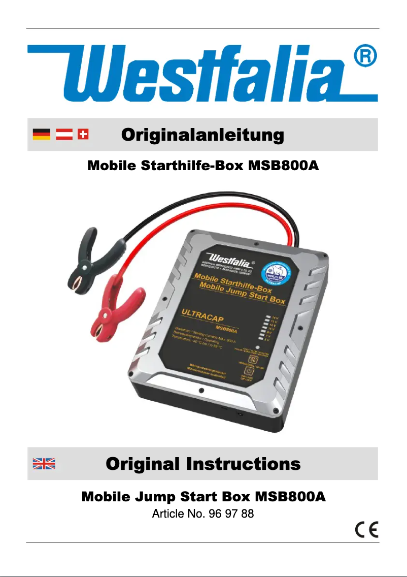 Page 1 de la notice Manuel utilisateur Westfalia MSB800A