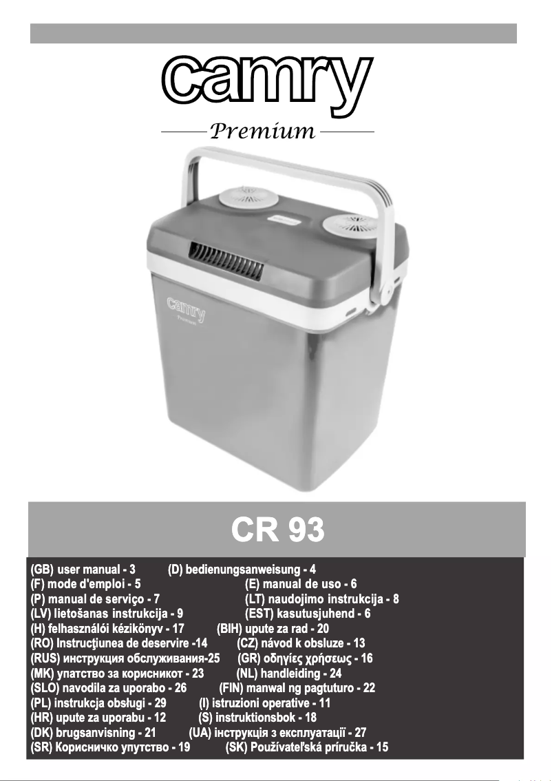 Página 1 del manual Manual de usuario Camry CR 93