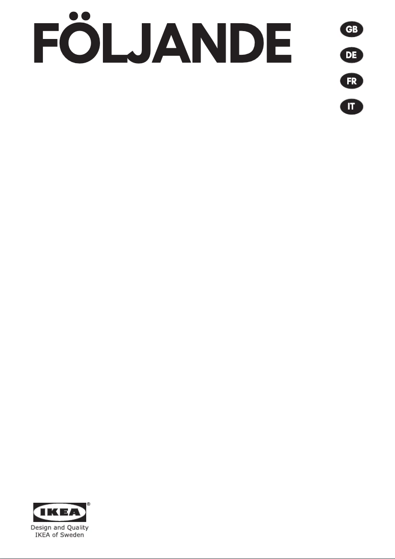 Page 1 de la notice Manuel utilisateur Ikea FÖLJANDE 705.217.04