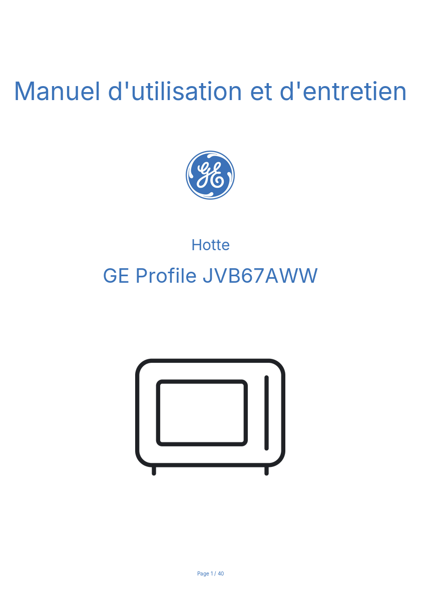 Image de la première page du manuel de l'appareil Profile JVB67AWW