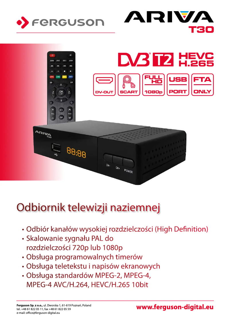 Page n°1 - Fiche technique Ferguson Ariva T30