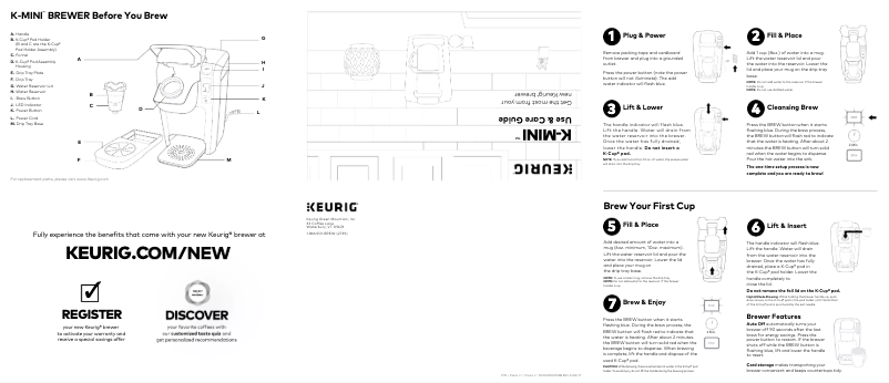 Page n°1 - Manuel utilisateur Keurig K-Mini K15