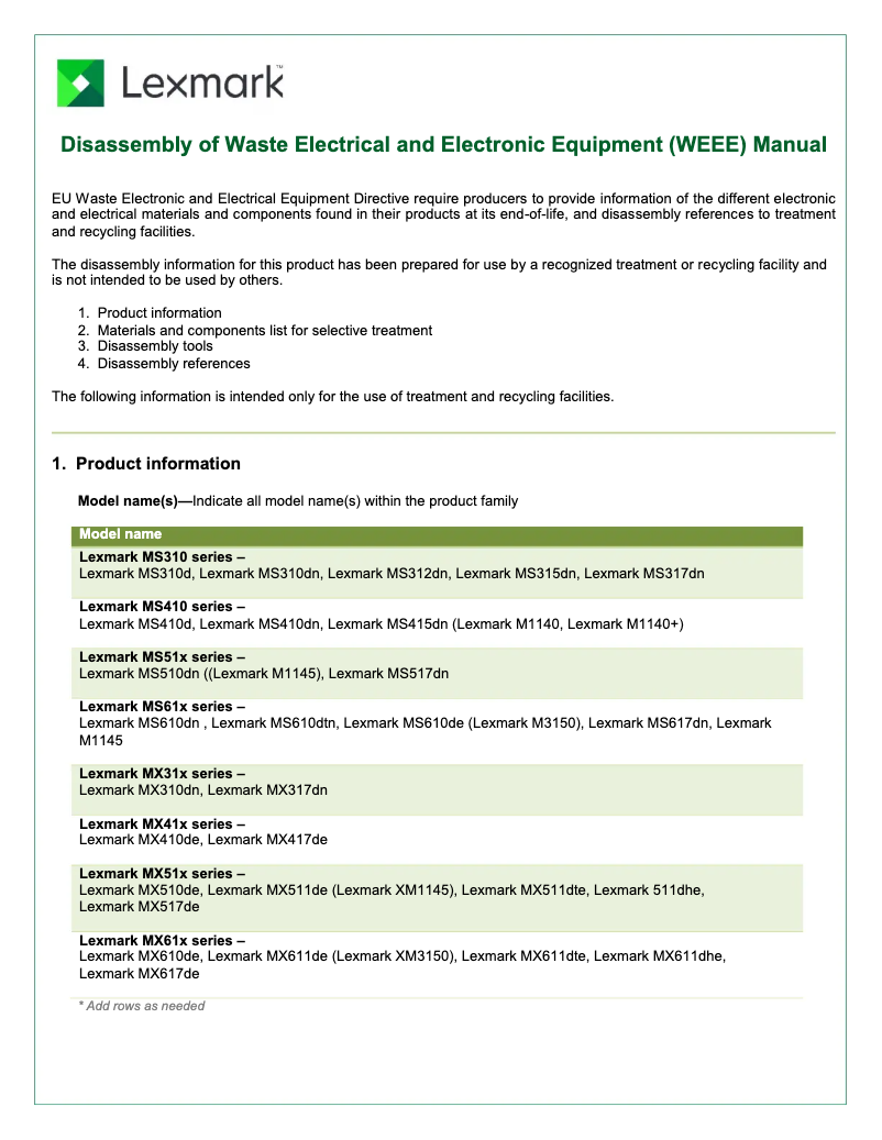 Page 1 de la notice Instructions / montage Lexmark XM3150