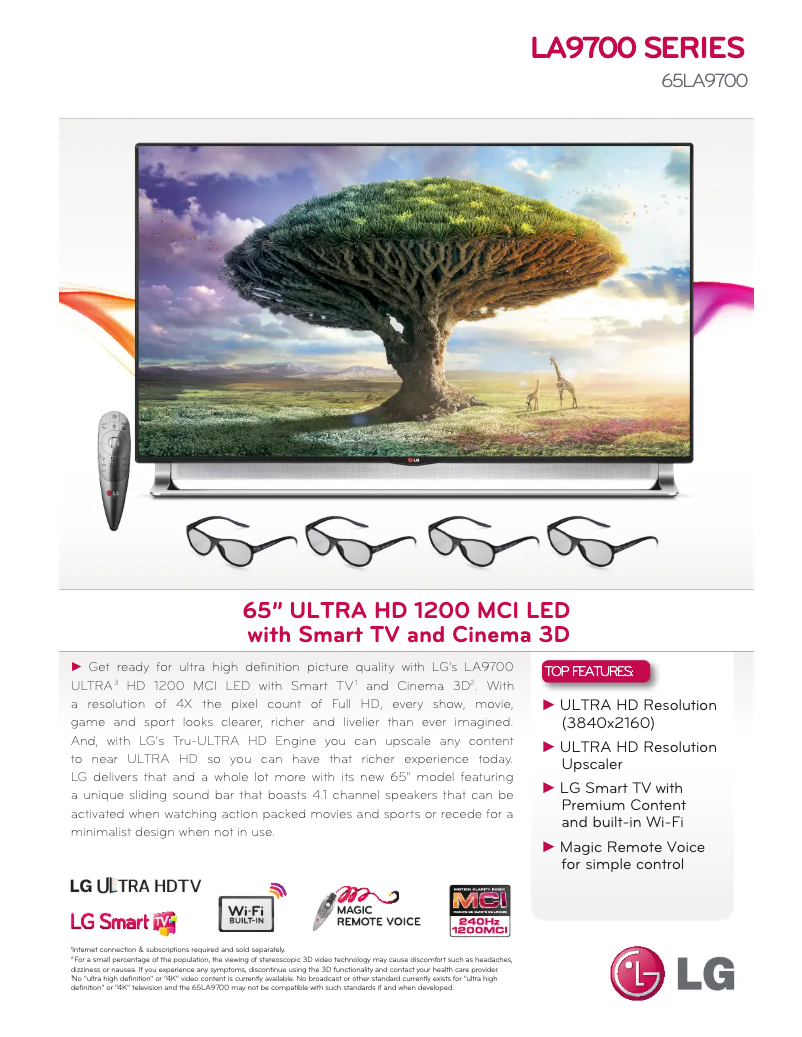 Image de la première page du manuel de l'appareil 65LA9700