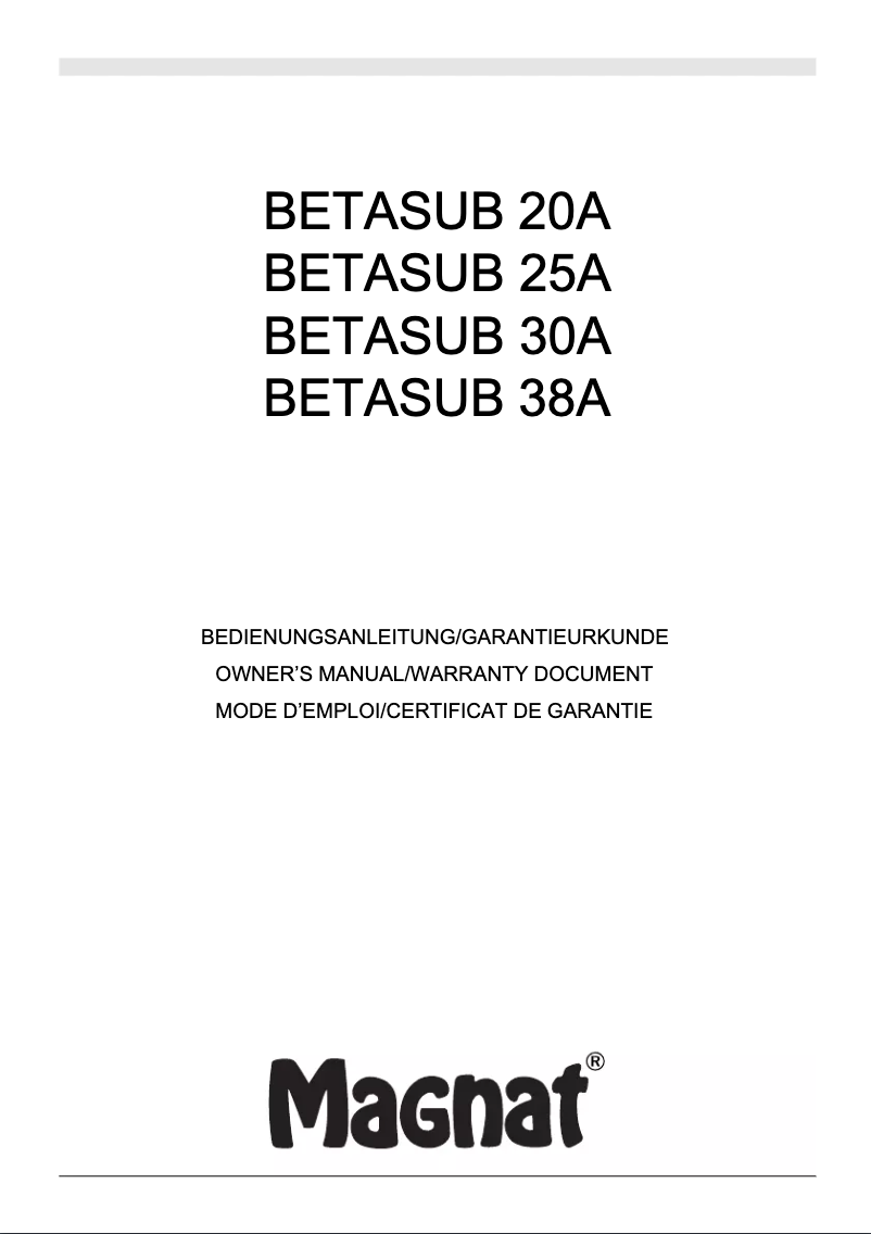 Image de la première page du manuel de l'appareil Betasub 20A