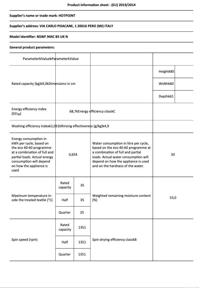 Image de la première page du manuel de l'appareil NSWF 944C BS UK N