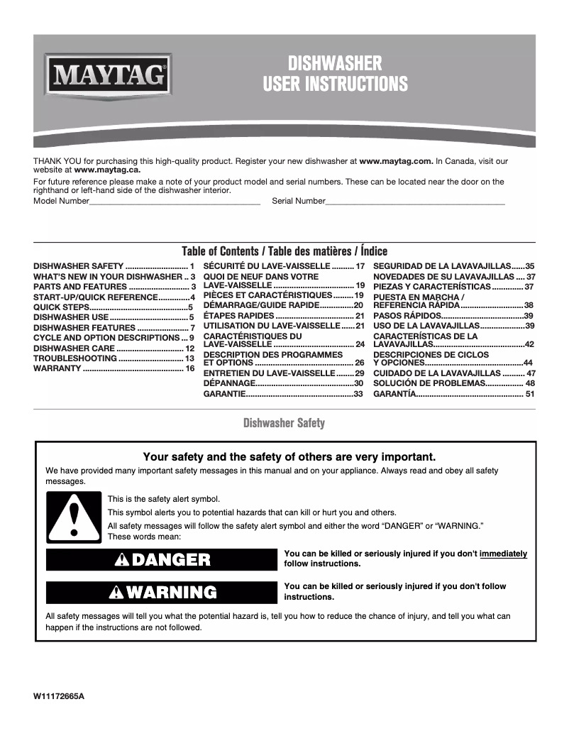 Page n°1 - Manuel utilisateur Maytag MDB8989SHB