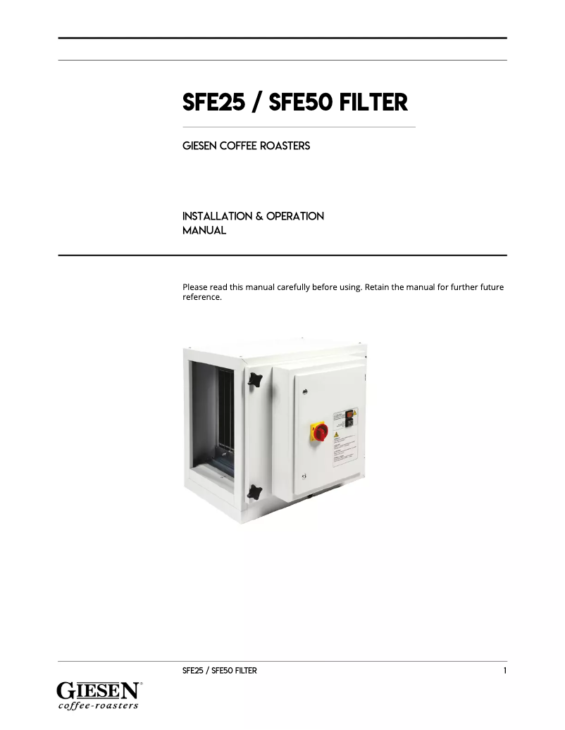 Page 1 de la notice Manuel utilisateur Giesen Coffee Roasters SFE25