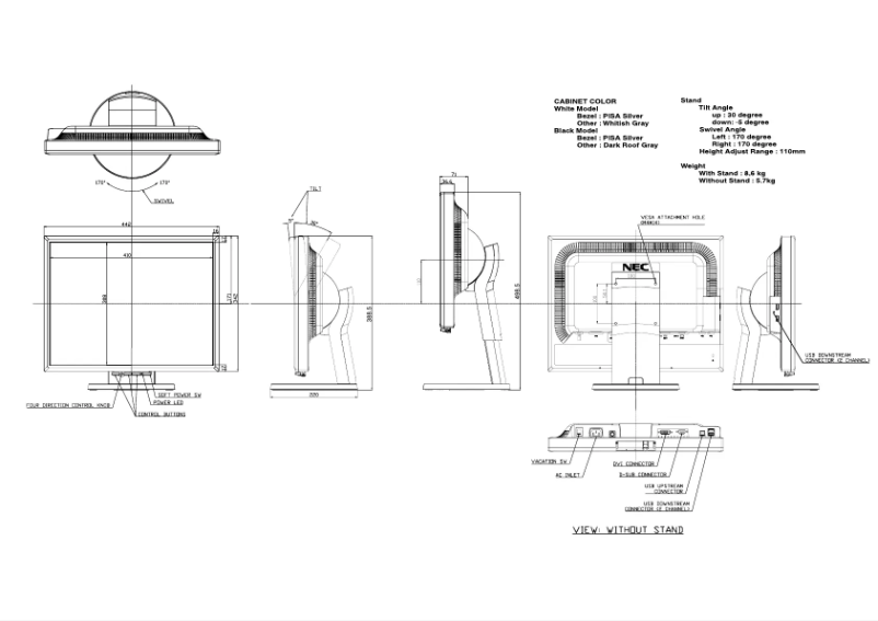 Imagen de la primera página del manual del dispositivo MultiSync LCD2070NX