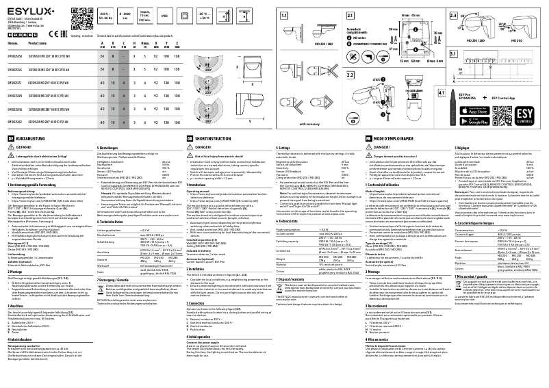 Page n°1 - Manuel utilisateur Esylux MD 280