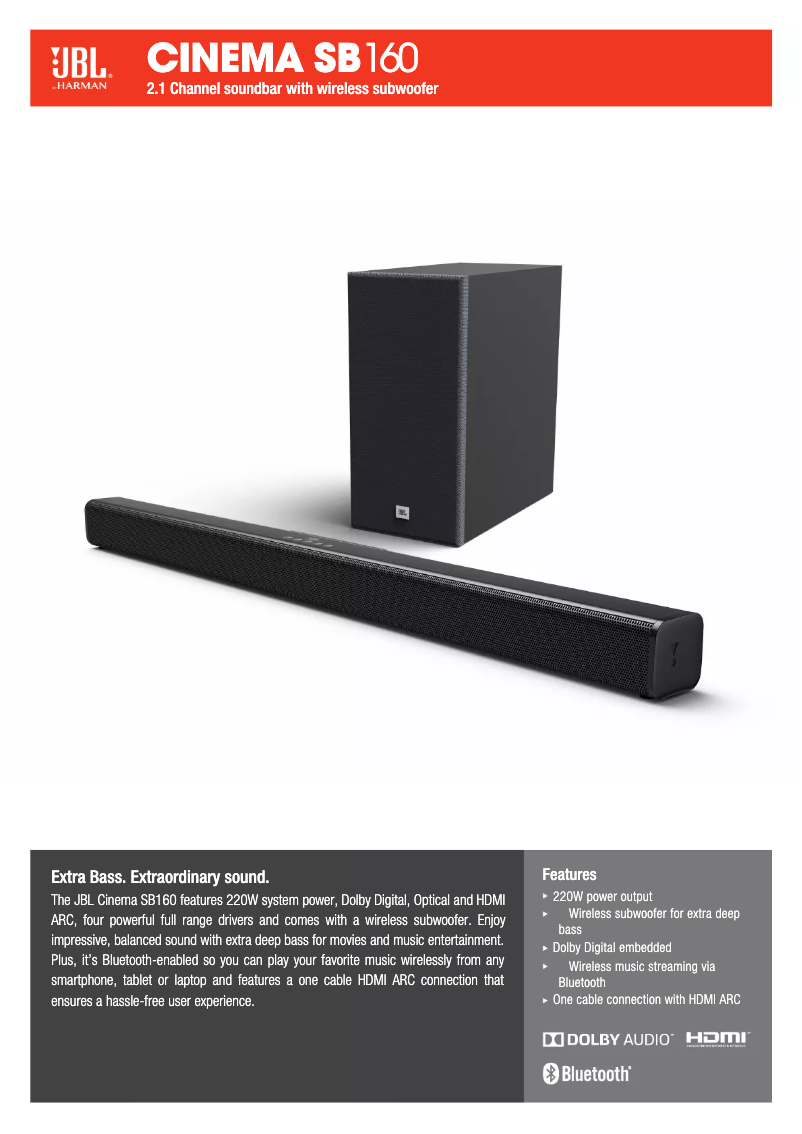 Page n°1 - Fiche technique JBL Cinema SB160