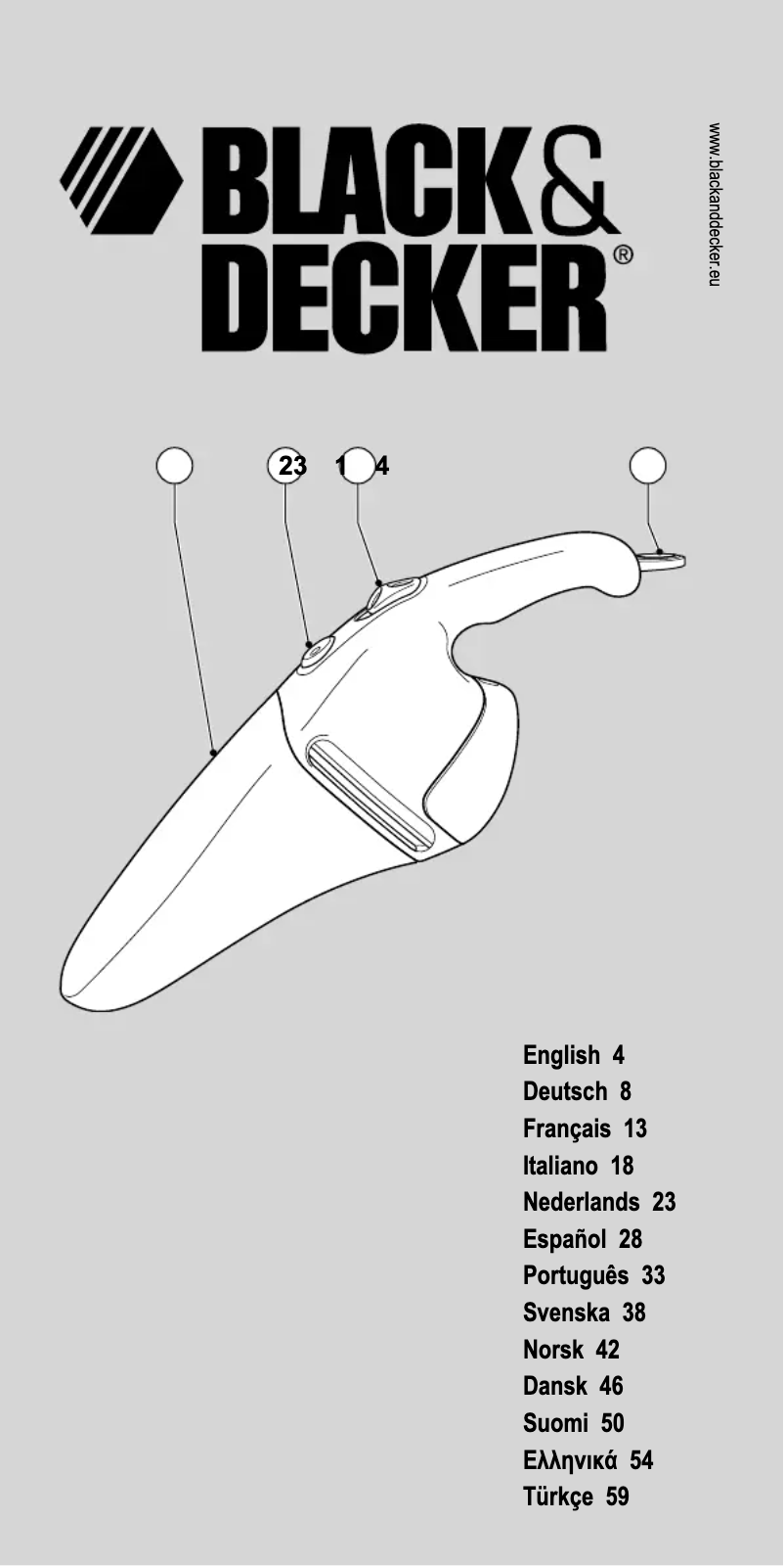 Page 1 de la notice Manuel utilisateur Black & Decker Dustbuster V3605G