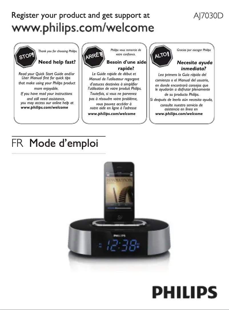 Page 1 of the manual User Manual Philips AJ7030D