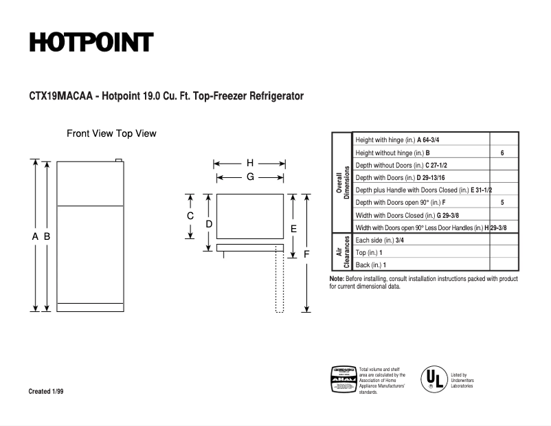 First page image of the manual for CTX19MACAA