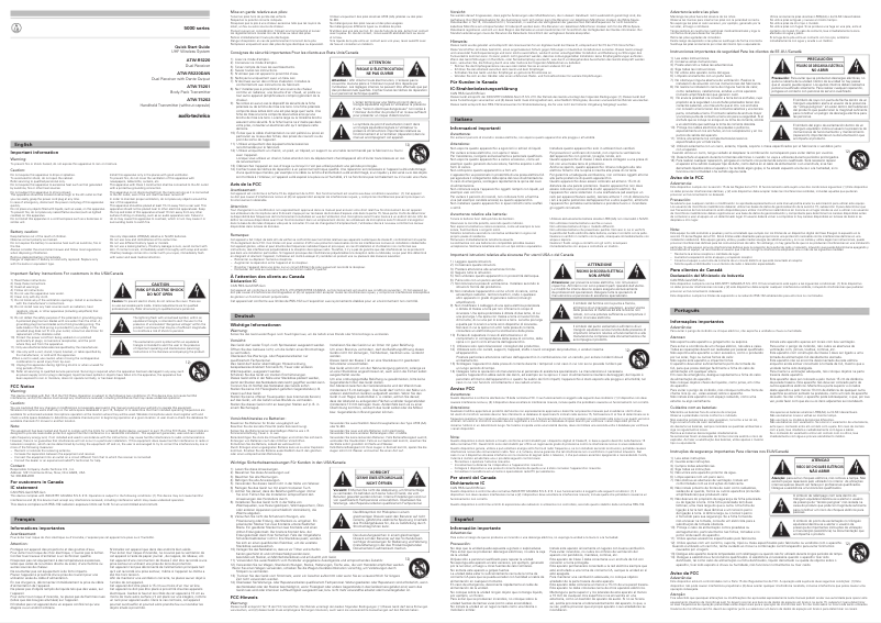 Page 1 de la notice Guide de démarrage rapide Audio-Technica ATW-R5220