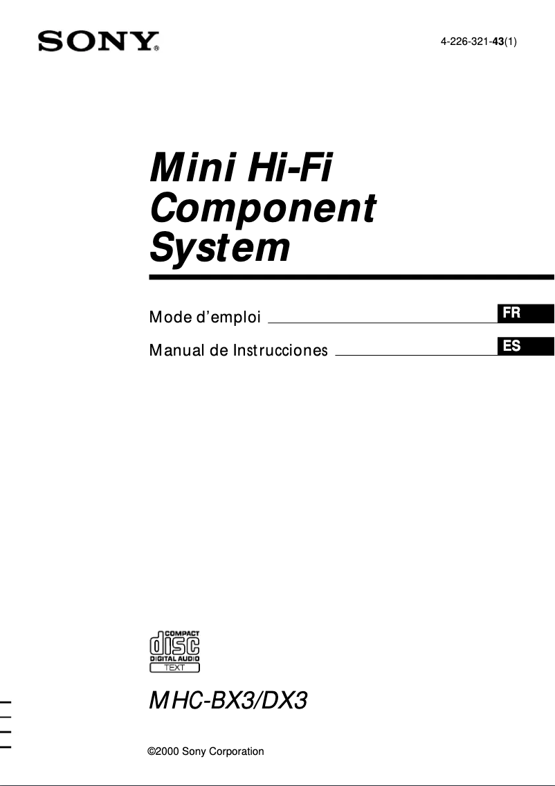 Image de la première page du manuel de l'appareil MHC-DX3