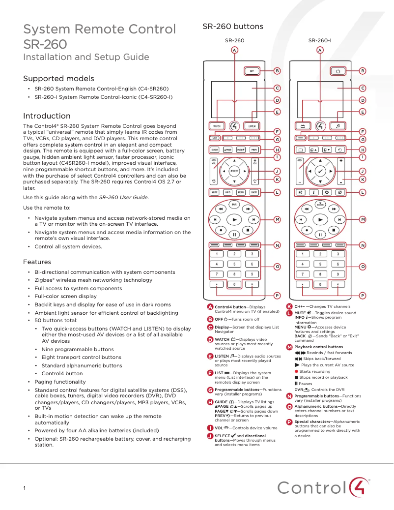 Image de la première page du manuel de l'appareil SR-260