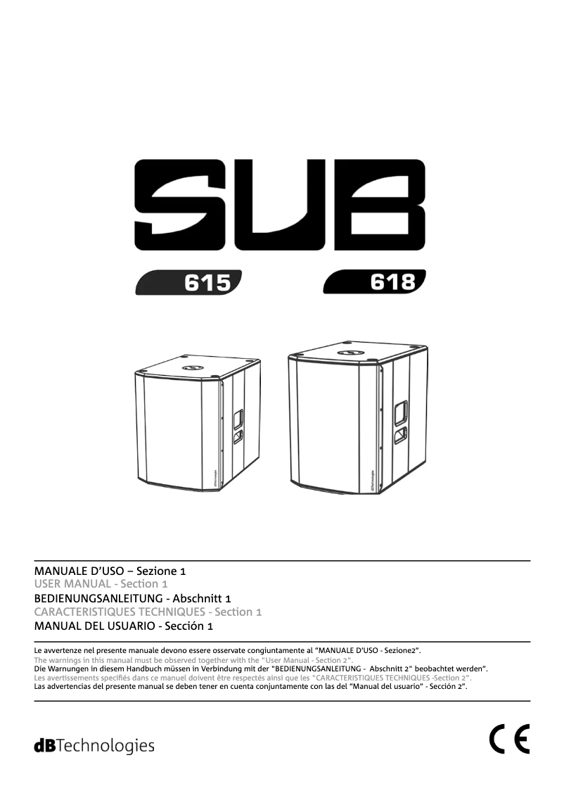 Page n°1 - Manuel utilisateur DB Technologies Sub 615