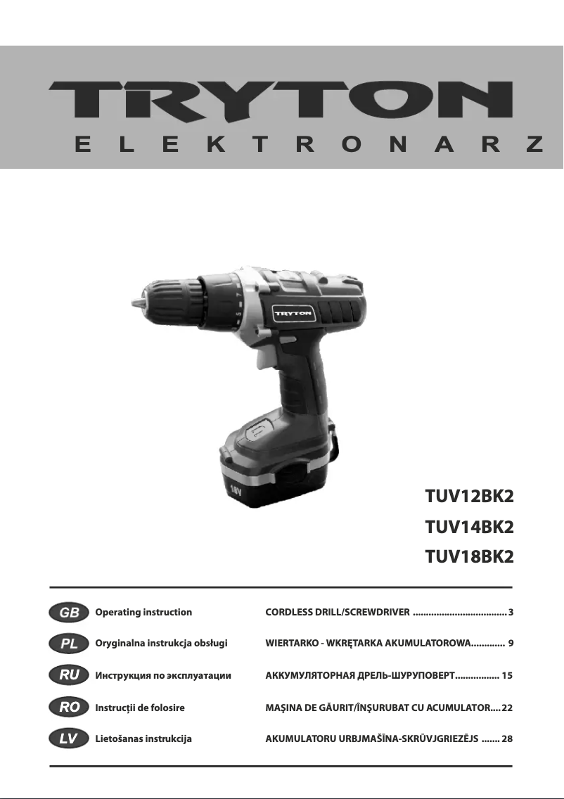 Page n°1 - Manuel utilisateur Tryton TUV18BK2