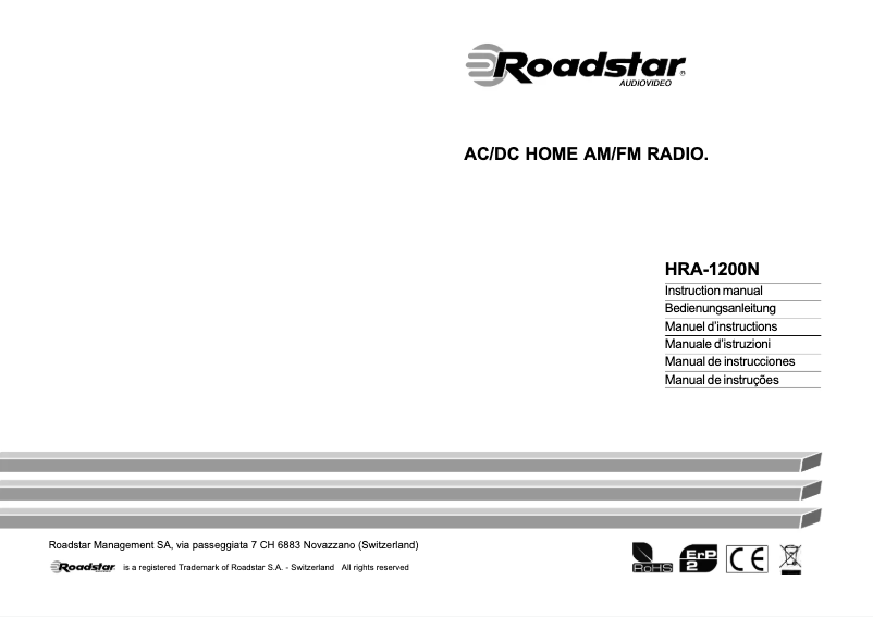 Page n°1 - Manuel utilisateur Roadstar HRA-1200N/BK