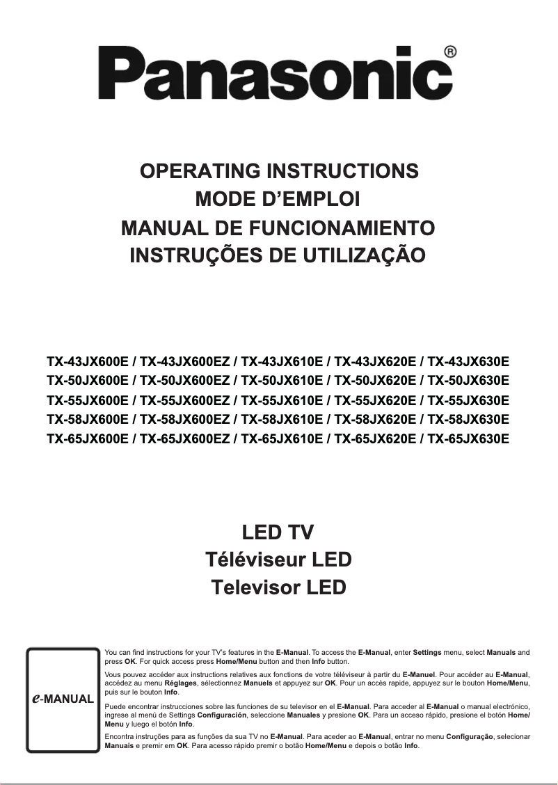 Imagen de la primera página del manual del dispositivo TX-50JX600E