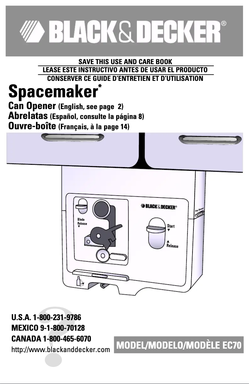 Page 1 de la notice Manuel utilisateur Black & Decker Spacemaker EC70