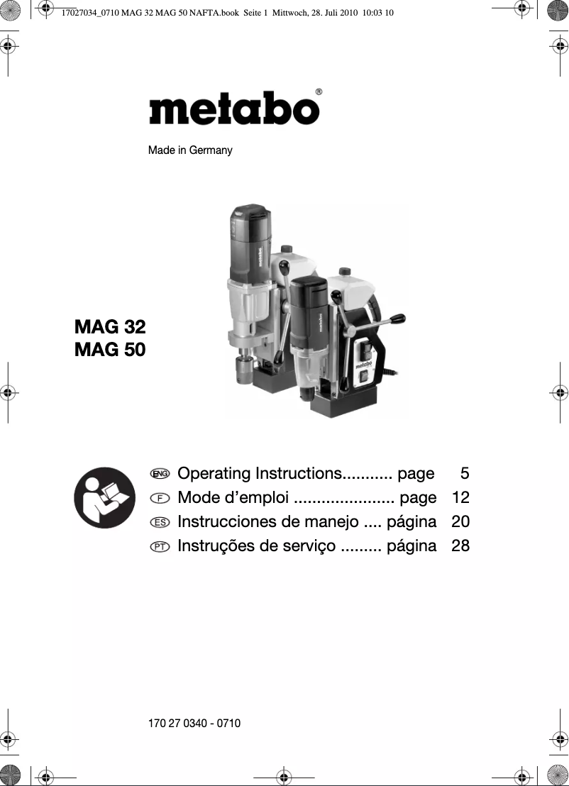 Page 1 de la notice Manuel utilisateur Metabo MAG 50