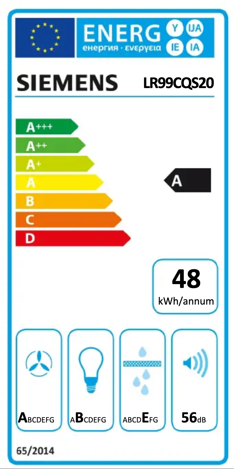 Page n°1 - Label énergétique Siemens LR99CQS20