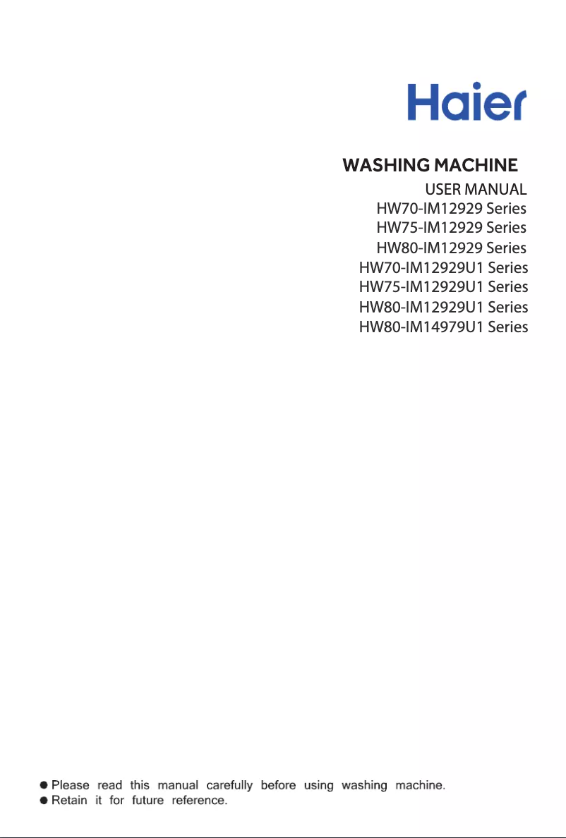 Page 1 de la notice Manuel utilisateur Haier HW70-IM12929